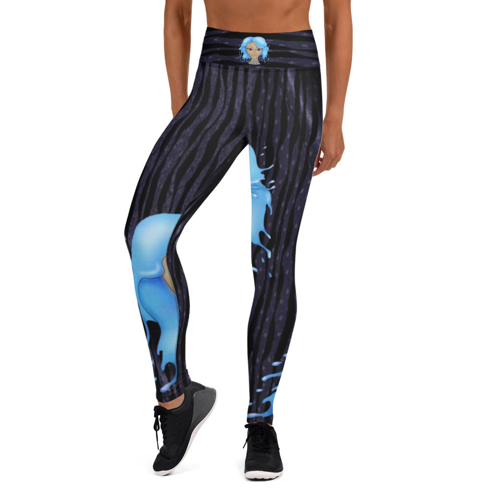 Workout Leggings. Zodiac Art Gym Activewear or Yoga Pants. "Cosmic Aqua" by WickedYo.